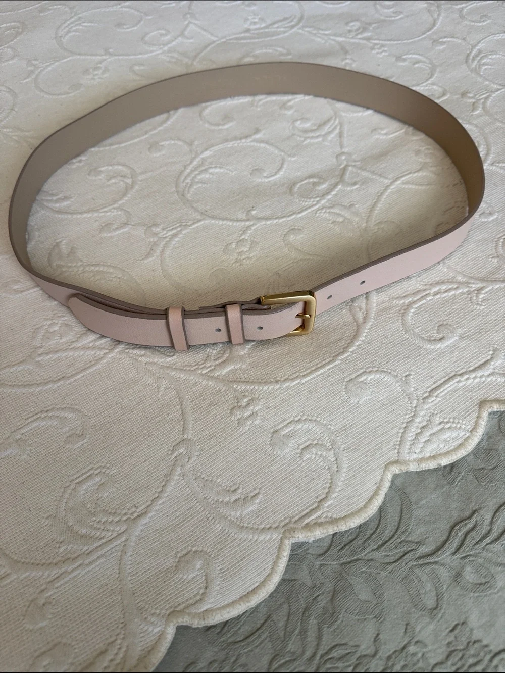 J. Crew Pale Pink Genuine Italian Leather Belt with Gold Buckle - Picture 9 of 9